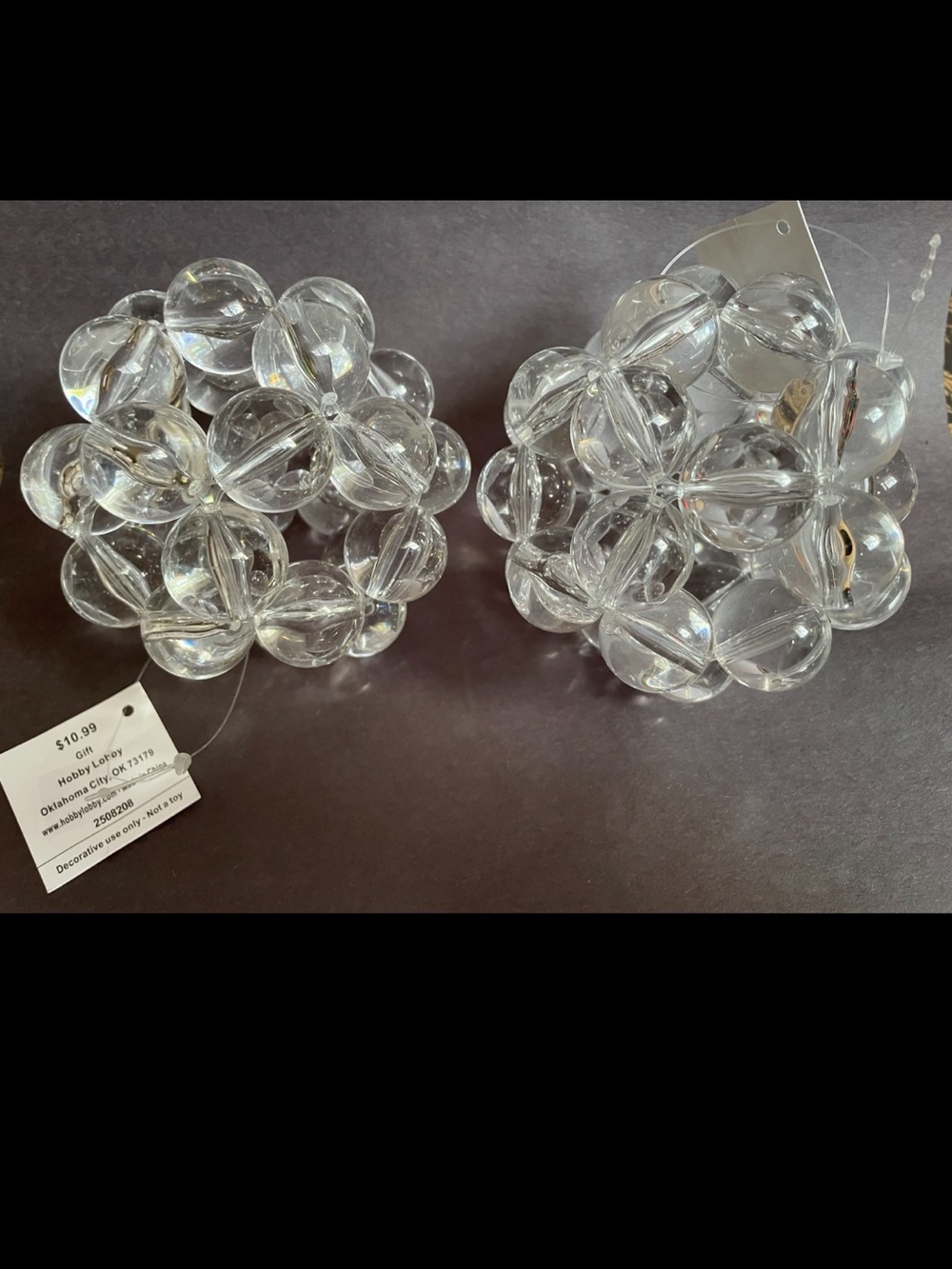 Set of Clear Faceted Geometric Decorative Spheres